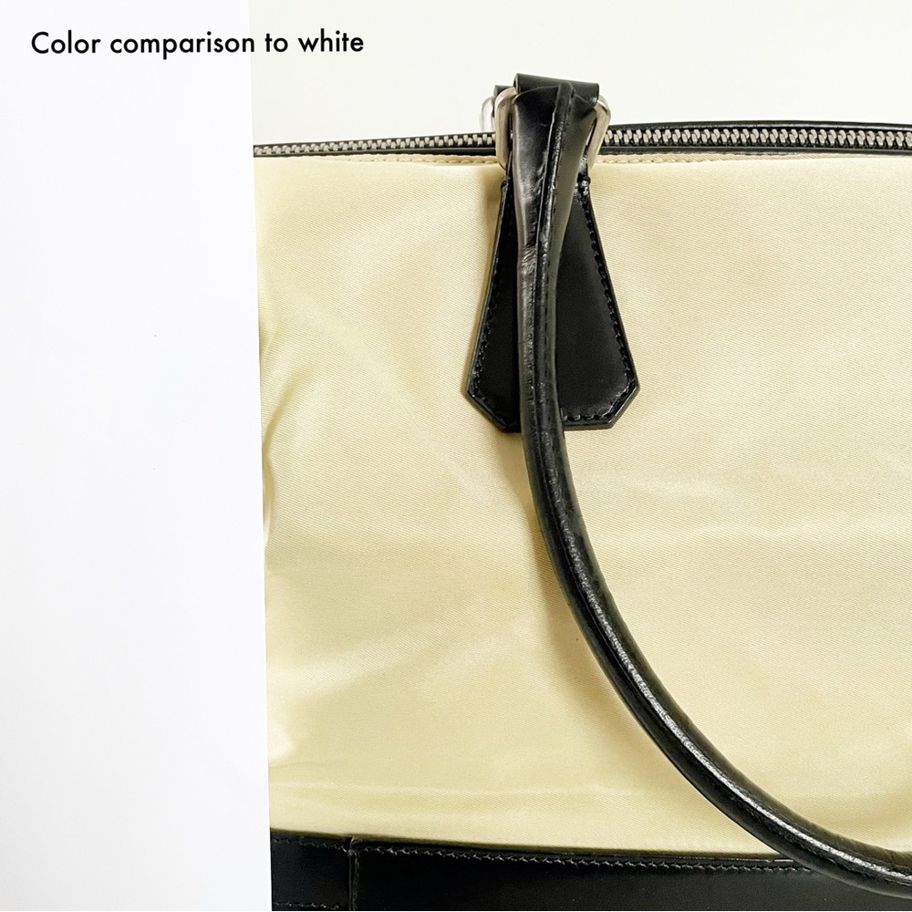 Prada RARE light tan nylon black leather doctor travel bag lock triangle logo - Picture 9 of 15